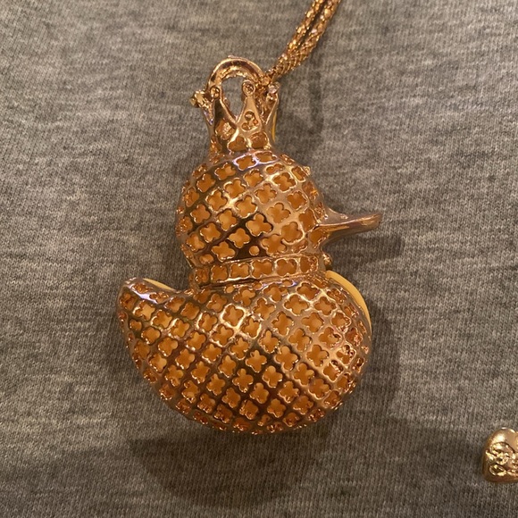 Betsey Johnson Crowned Yellow Duck Necklace with Jewels - Picture 5 of 5